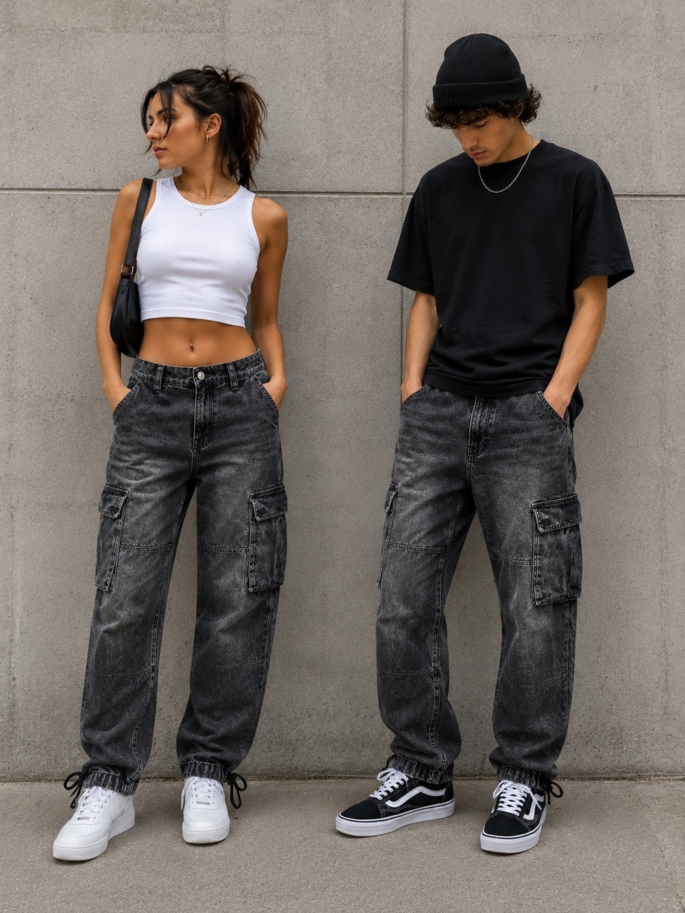 BDG Urban Outfiters Skate Fit Cargo Jeans Black Wash Size 30 Unisex Y2K Baggy